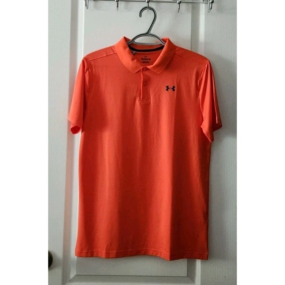 Under Armour Boys MatchPlay Polo Shirt Short Sleeve Loose Orange UPF50+ Size XL